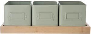 Greenish doniczka na zioła 11,5 x 11,5 cm + podstawka, metal/bambus ORION 310629