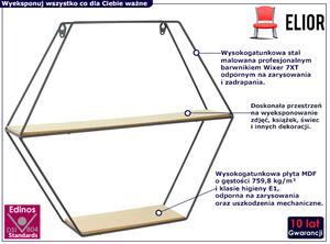 Metalowa półka ścienna heksagon - Antira 3X