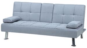 Sofa rozkładana z funkcją spania 3-osobowa stolik w oparciu jasnoszara Roxen Beliani