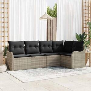Zestaw sof na ogród 5 szt. jasnoszary polirattan