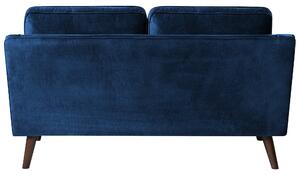 Sofa kanapa dwuosobowa drewniane nóżki welurowa retro niebieska Lokka Beliani