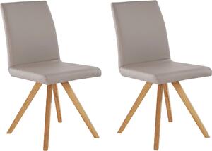 Krzesła Rio dębowe nogi, sztuczna skóra - 2 sztuki, kolor taupe