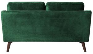Sofa kanapa dwuosobowa drewniane nóżki welurowa retro zielona Lokka Beliani