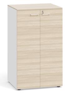 Szafa z drzwiami PRIMO, 800 x 640 x 1338 mm, biały / dąb naturalny