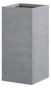Donica ogrodowa szara kwadratowa gliniana z teksturą 26 x 26 x 60 cm Dion Beliani