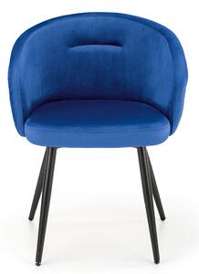 Granatowe welurowe krzesło kubełkowe - Vente