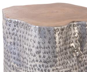 Stolik pomocniczy drewno tekowe pokryty aluminium połysk 46 x 39 cm Gordon Beliani