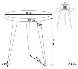 Stolik pomocniczy ciemne drewno tekowe metalowe nogi okrągły 45 cm Detah Beliani