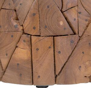 Stolik pomocniczy jasne drewno tekowe rustykalny okrągły ø 30 cm Dawson Beliani