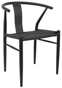Czarne krzesło do jadalni Wishbone metal