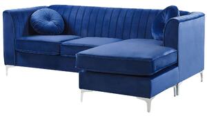 Narożnik niebieski glam welurowy dodatkowe poduszki lewostronny 3-osobowy Timra Beliani