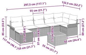 Zestaw Mebli Ogrodowych Komplet Wypoczynkowy Narożny Z Poduszkami 8-Częściowy Czarny Rattan Na Taras Balkon Ogród