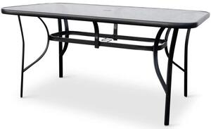 Klaudie Stół ogrodowy 150 x 90 cm, stal/szkło hartowane, czarny NOELA 34570888