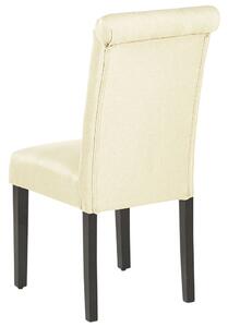 Zestaw 2 krzeseł do jadalni tapicerowane pikowane wysokie oparcie kremowe Velva Beliani