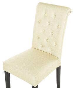 Zestaw 2 krzeseł do jadalni tapicerowane pikowane wysokie oparcie kremowe Velva Beliani