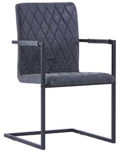 Krzesła stołowe, 2 szt., wspornikowe, czarne, ekoskóra