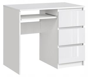 Białe małe biurko prawostronne z szufladami w połysku - Omega 3X