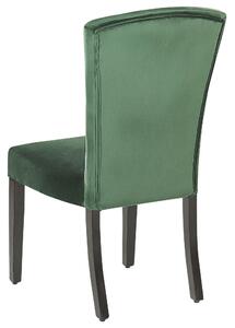Zestaw 2 welurowych krzeseł do jadalni zielony wysokie oparcie Piseco Beliani