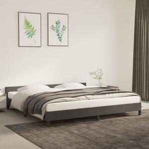 Rama łóżka z zagłówkiem, ciemnoszara, 200x200 cm, aksamitna