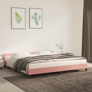 Rama łóżka z zagłówkiem, różowa, 200x200 cm, aksamitna