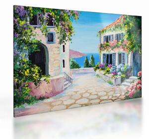 Obraz na szkle - Grecka aleja, obraz olejny (70x50 cm)