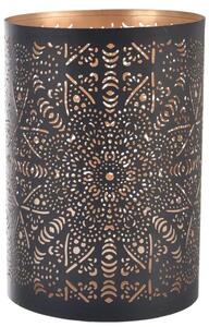 Świecznik Mandala 13 x 13 x 22 cm, metalowy, czarny/złoty INDECOR X14025