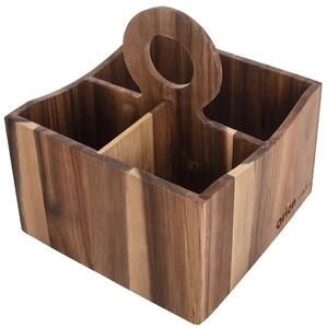 Wooden stojak na sztućce 18,5 x 18,5 x 20 cm, akacja ORION 540586