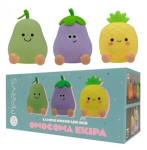 Lampka nocna dla dzieci bezprzewodowa RGBW żółta owocowa ekipa zestaw LED 3W Mary's