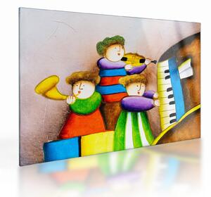 Obraz na szkle - Muzycy, malarstwo (70x50 cm)