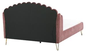 Rama łóżka ze stelażem welurowa wezgłowie muszelka 160 x 200 cm różowe Ambillou Beliani