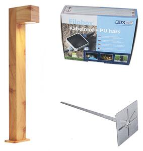 Lampa zewnętrzna aluminiowa z nadrukiem drewna z kolcem do ziemi i dławikiem kablowym 65 cm IP44 - Baleno