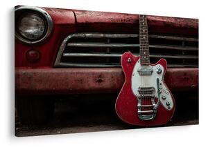 Obraz vintage gitara i samochód
