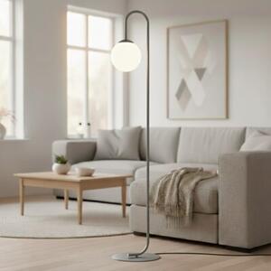 Lampa stojąca podłogowa nowoczesna szara biała kula stick 1xE14 10W FLOR Emibig