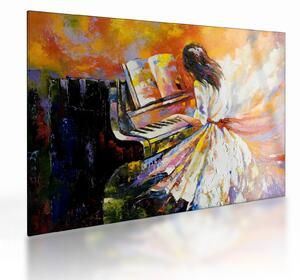 Obraz na szkle - Kobieta grająca na pianinie (70x50 cm)