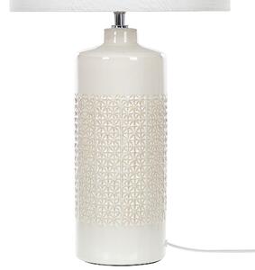 Lampka nocna skandynawska biała ceramiczna podstawa abażur tekstura 59 cm Anseba Beliani