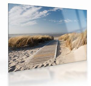 Obraz na szkle - Piaszczysta plaża na wyspie Langeoog, Niemcy (70x50 cm)