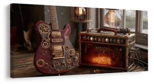 Obraz vintage gitara ze wzmacniaczem