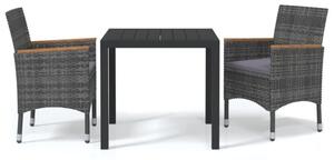 Zestaw Mebli Ogrodowych Komplet Jadalniany Z Poduszkami 3-Częściowy Szary Rattan Na Taras Balkon Ogród