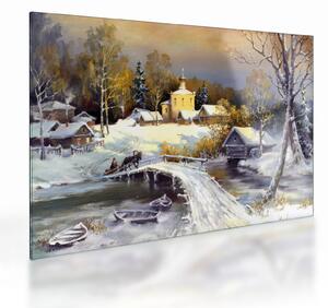 Obraz na szkle - Zimowe miasteczko (70x50 cm)
