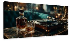 5-częściowy obraz elegancja whisky i gramofonu
