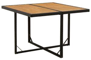 Stół ogrodowy, czarny, 109x107x74 cm, rattan PE i akacja