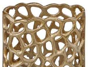 Metalowy wazon dekoracyjny ozdoba stołu ażurowy wzór złoty Sanchi Beliani