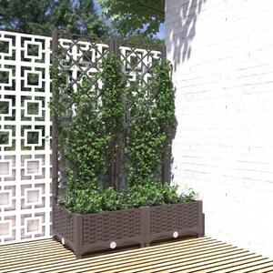 Donica ogrodowa z kratką, brązowa, 80x40x121,5 cm, PP