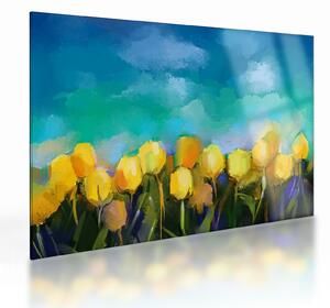 Obraz na szkle żółtych tulipanów (70x50 cm)