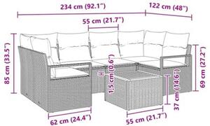 Zestaw Mebli Ogrodowych Komplet Wypoczynkowy Narożny Z Poduszkami 7-Częściowy Czarny Rattan Na Taras Balkon Ogród