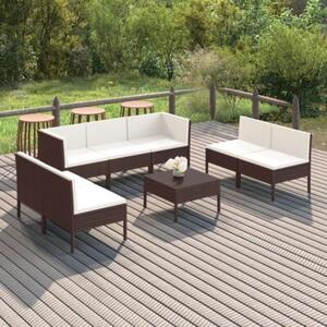 Zestaw Mebli Ogrodowych Komplet Wypoczynkowy Z Poduszkami 8-Częściowy Brązowy Rattan Na Taras Balkon Ogród