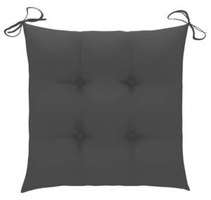 Krzesła ogrodowe z czarnymi poduszkami, 6 szt., drewno tekowe