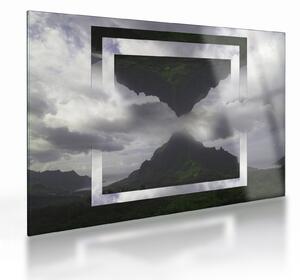 Obraz na szkle - Góry na Islandii, geometryczny kolaż (70x50 cm)