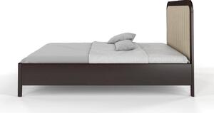 Tapicerowane łóżko drewniane sosnowe Visby MODENA z wysokim zagłówkiem / 200x200 cm, kolor palisander, zagłówek Casablanca 2303