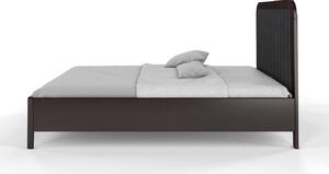 Tapicerowane łóżko drewniane sosnowe Visby MODENA z wysokim zagłówkiem / 200x200 cm, kolor palisander, zagłówek Casablanca 2316